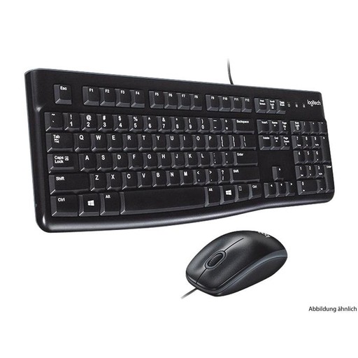 Logitech MK120 Corded Desktop Tastatur & Maus Black USB (DE)