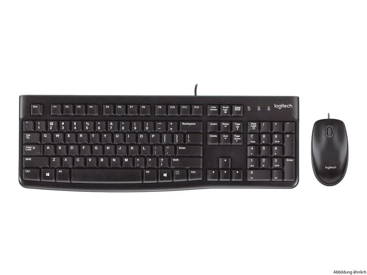 Logitech MK120 Corded Desktop Tastatur & Maus Black USB (DE)