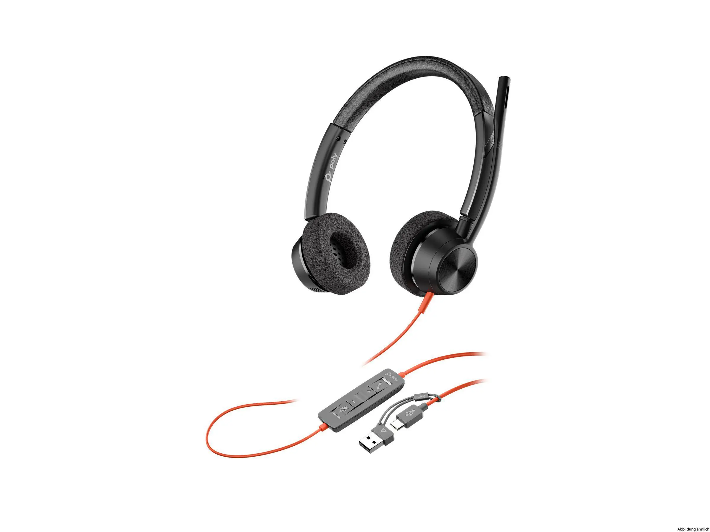 HP Poly Blackwire 3320 Stereo USB-C Headset +USB-C/A Adapter